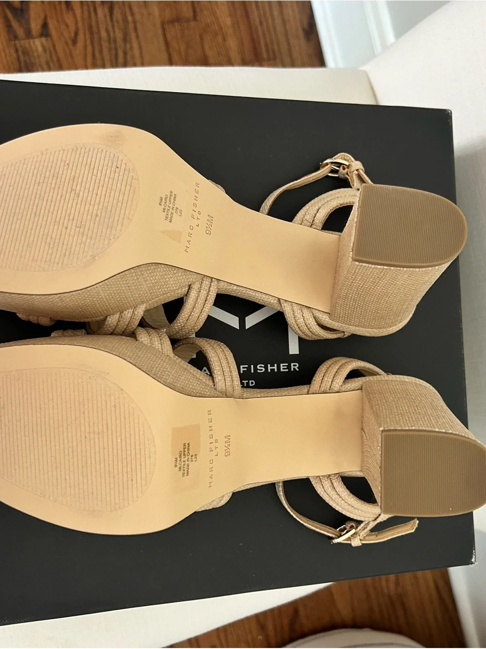 Marc Fisher Cairo Neutral Beige Rope-Strap Platform Sandals
